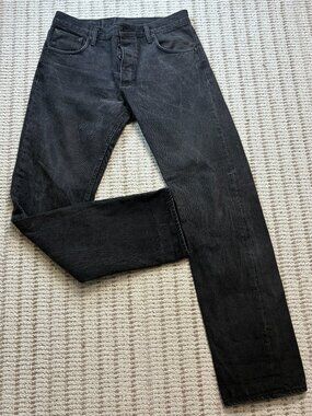 Left Field NYC Selvedge Black Denim Jeans USA Mens 34x33 Button Fly Heavy Cotton